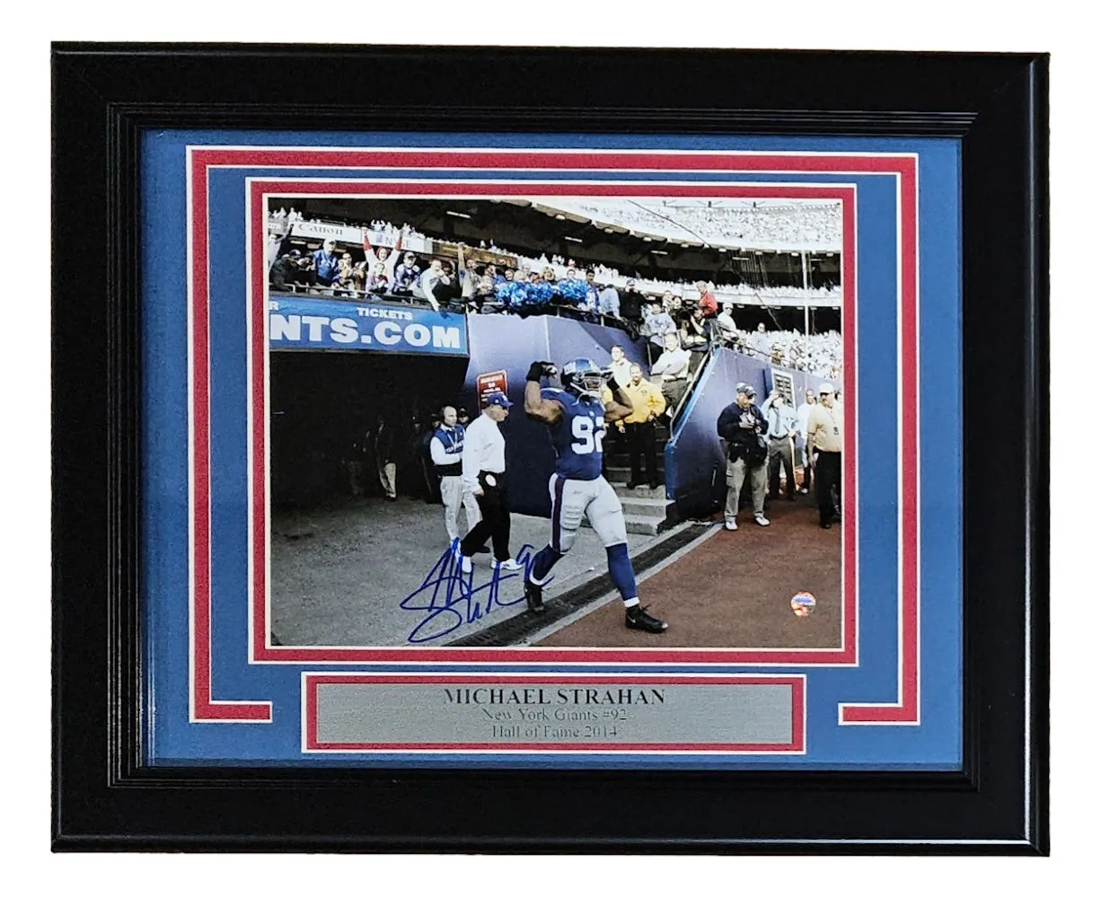 Michael Strahan Signed Framed 8x10 New York Giants Photo Steiner Sports Hologram