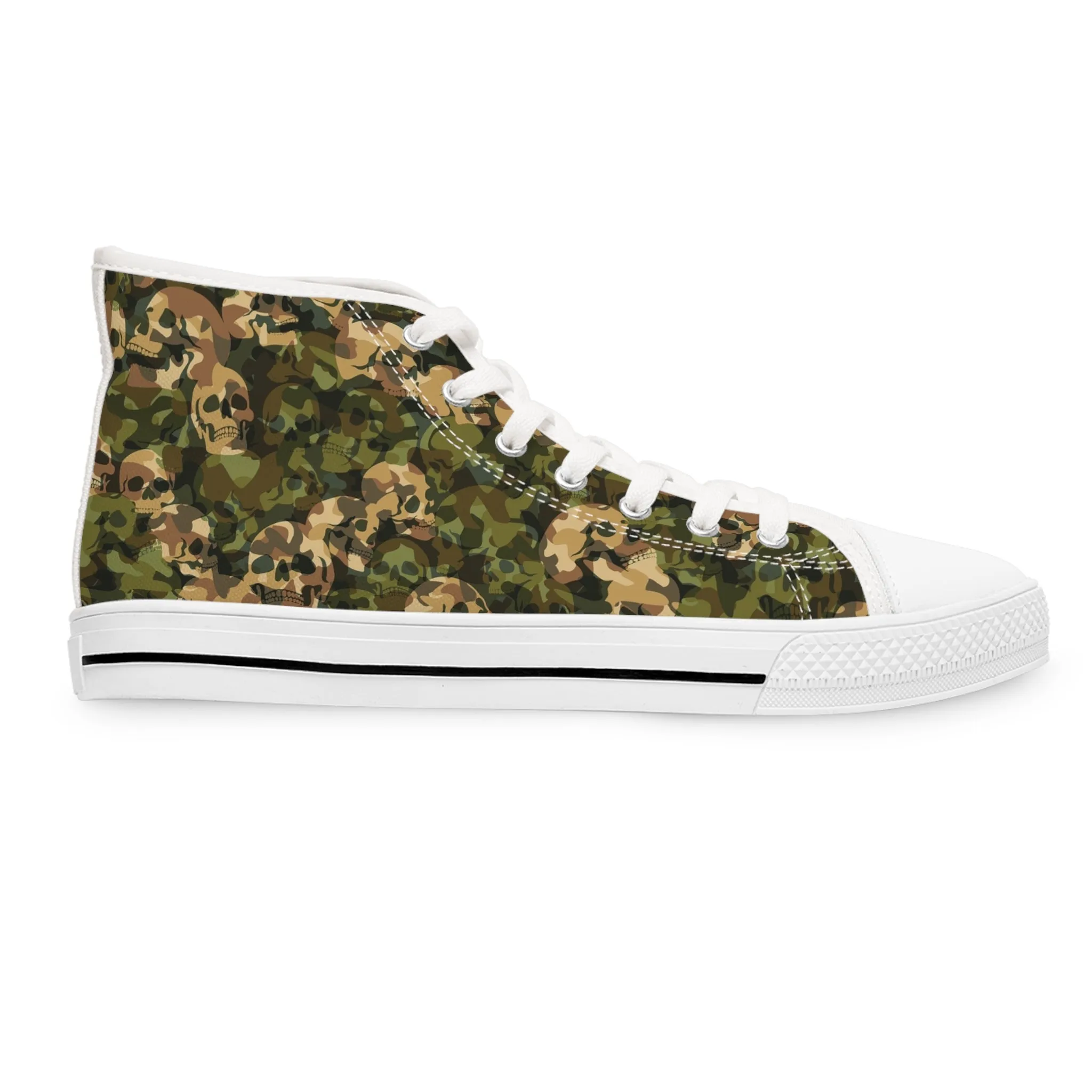 Military Camo Skeleton Women's High Top Sneakers