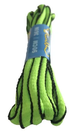 Neon Green and Black Oval Running Shoe Shoelaces - 6mm wide