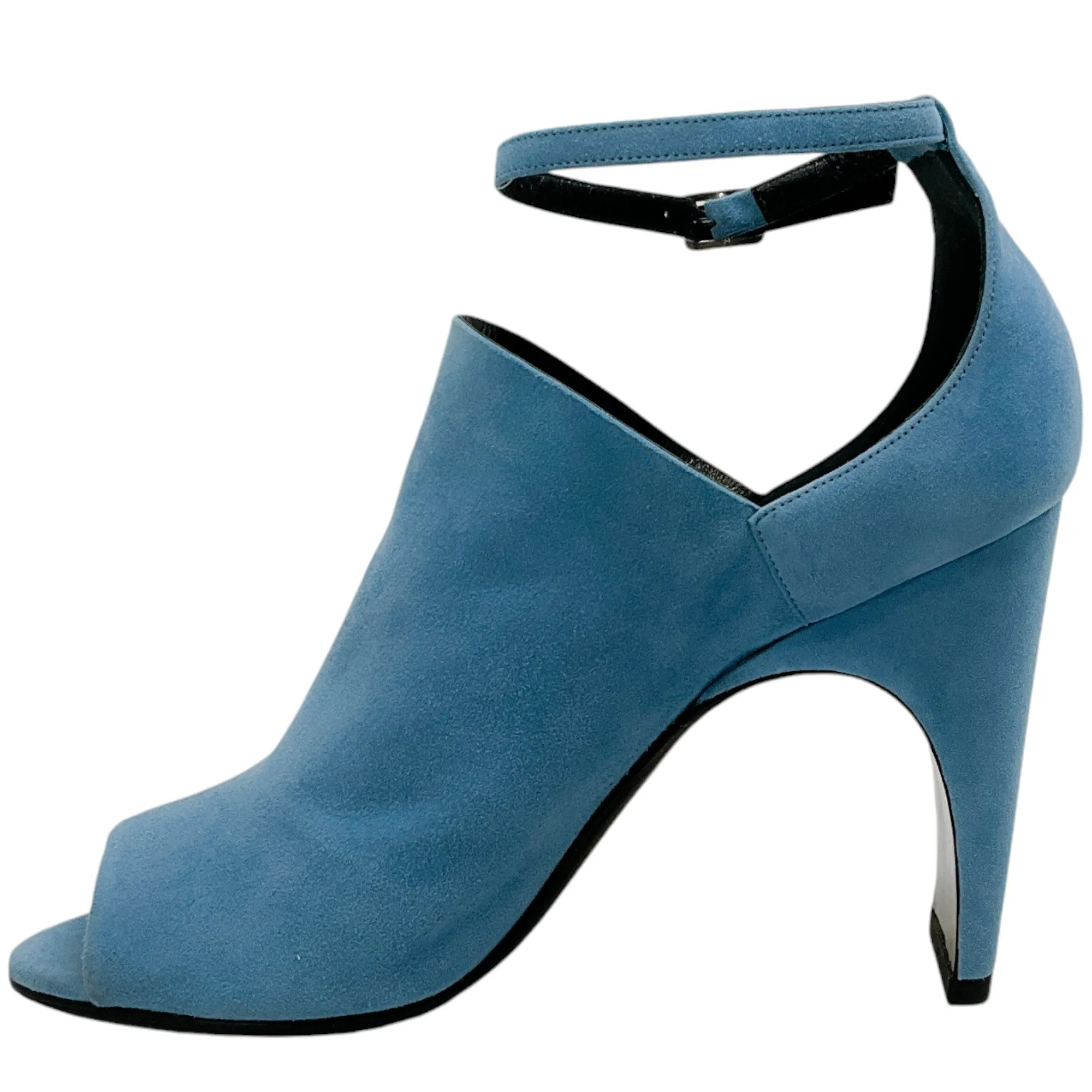 Pierre Hardy Blue Suede Caress Peep Toe Shooties with Ankle Strap