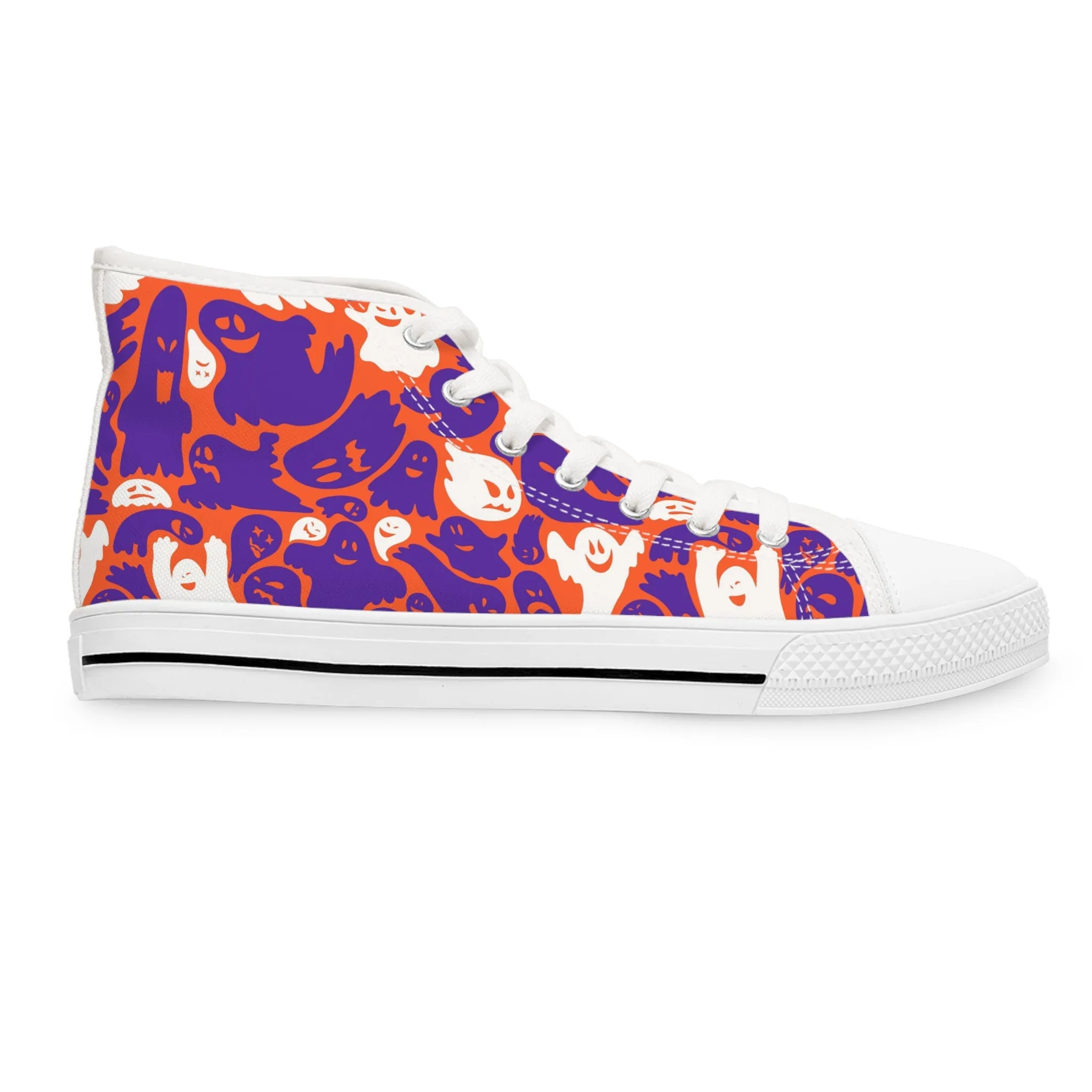 Purple and White Ghosts Women's High Top Sneakers