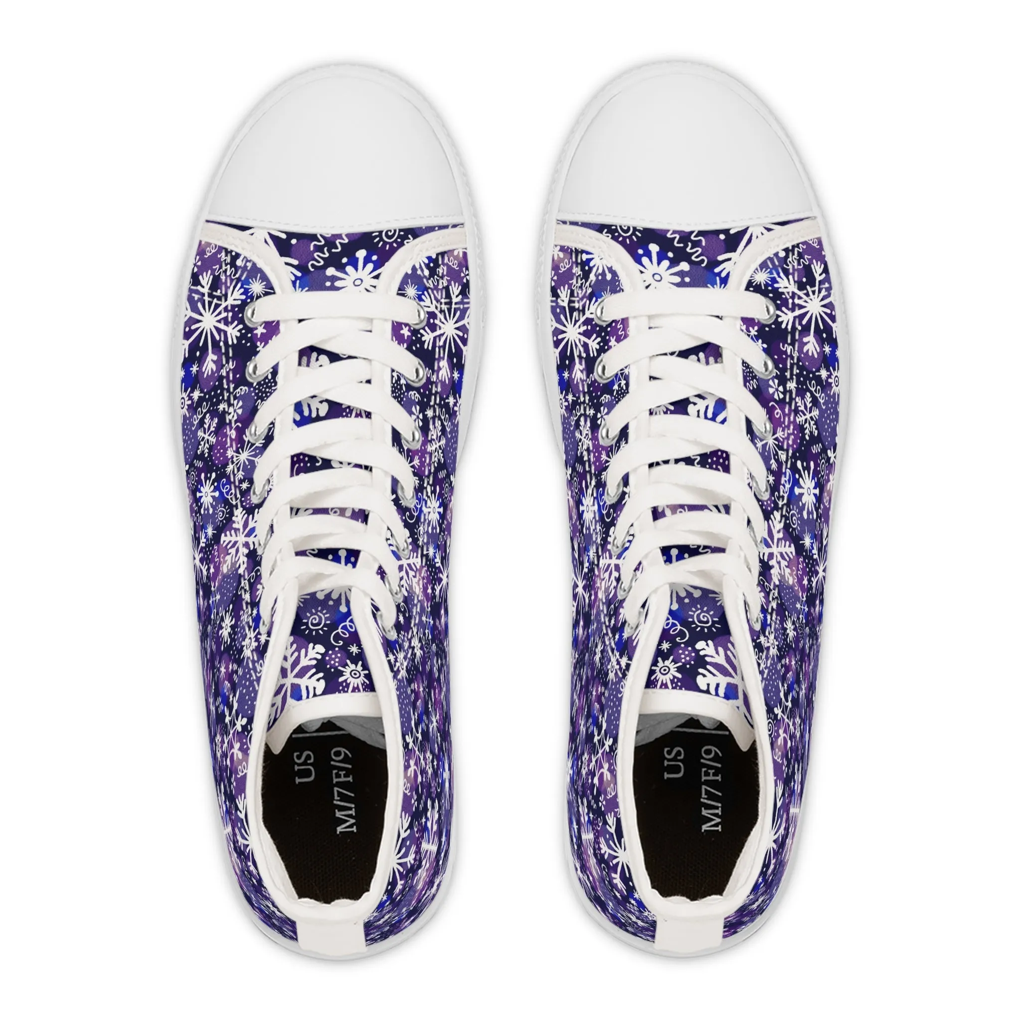 Purple Snowflakes Women's High Top Sneakers