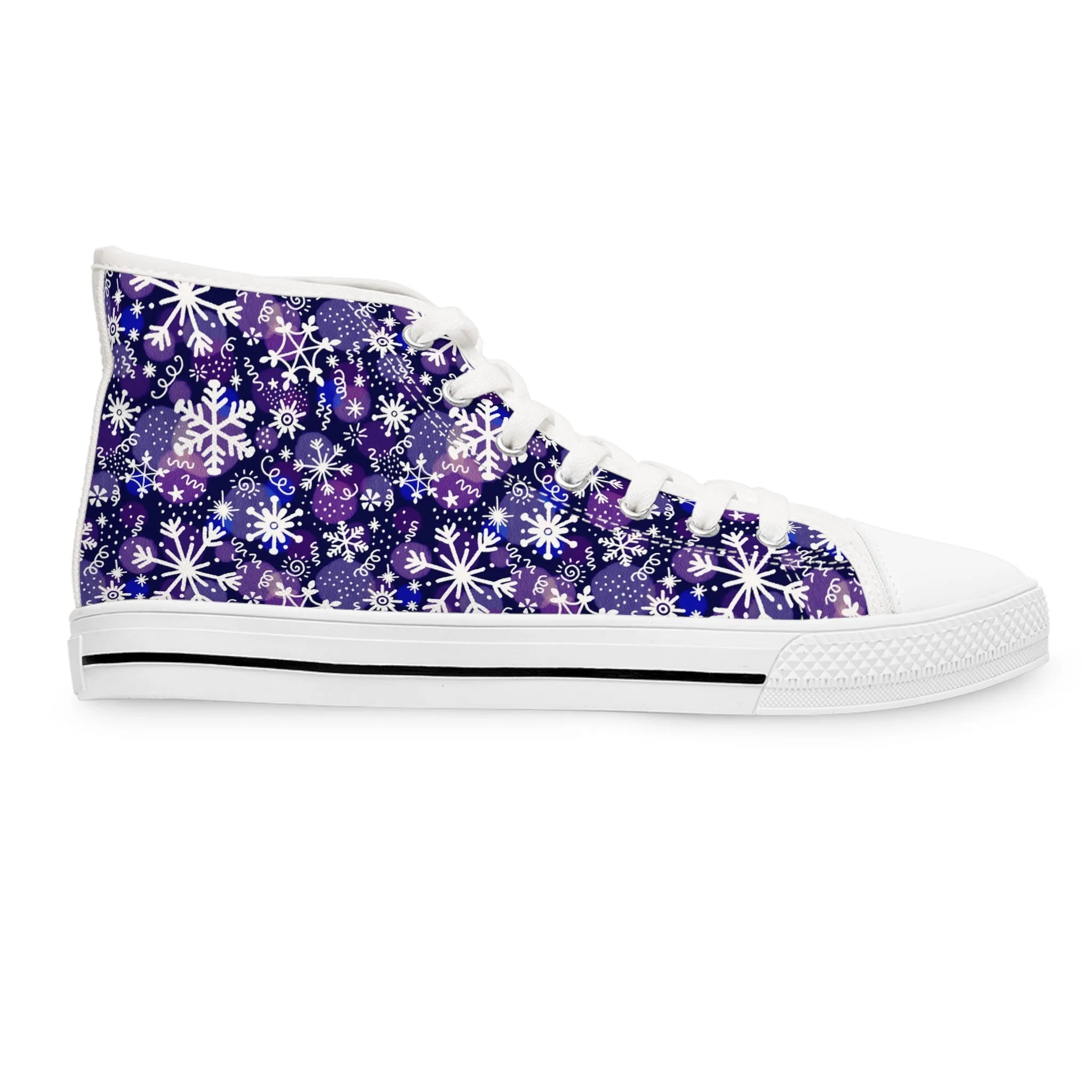 Purple Snowflakes Women's High Top Sneakers