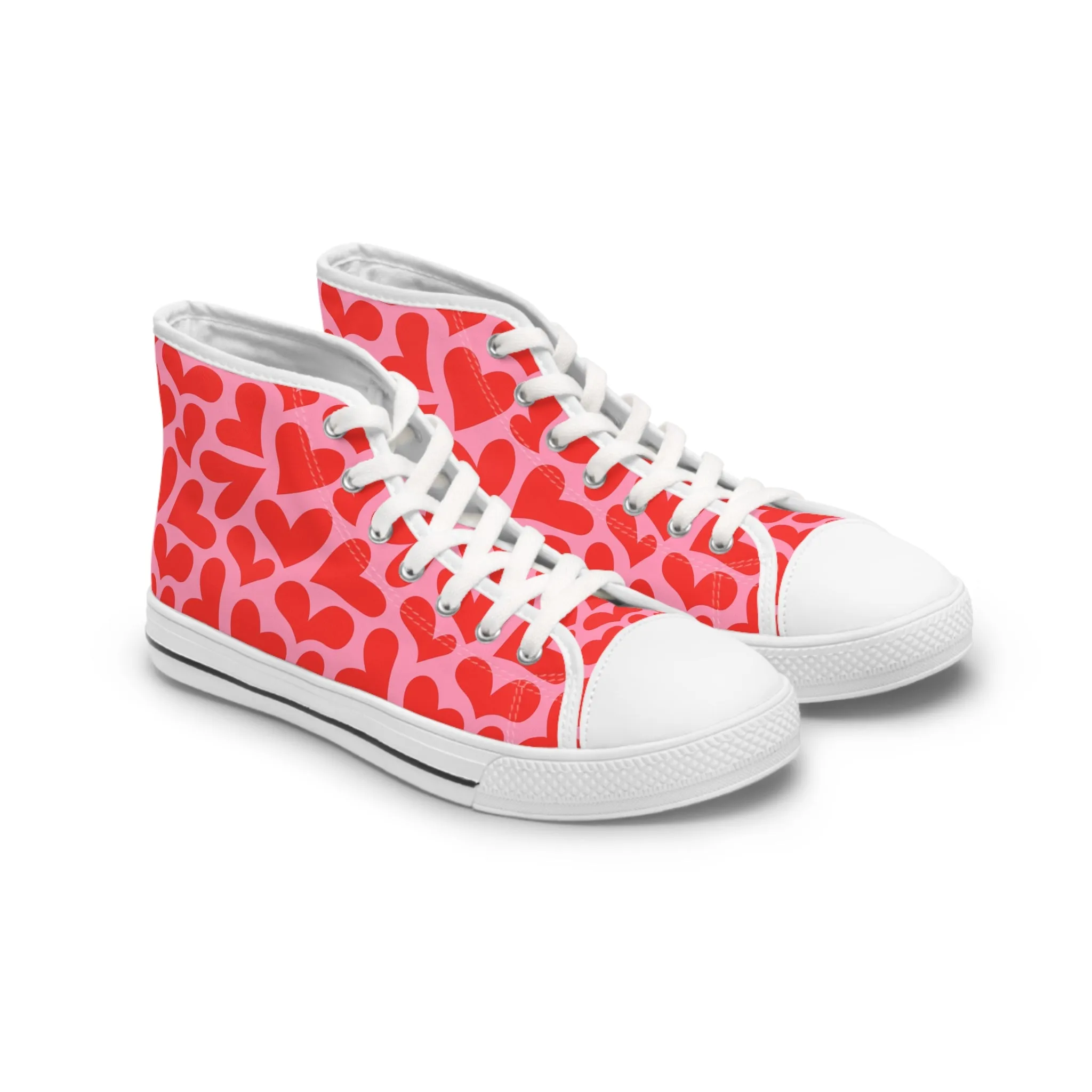 Red Hearts Valentine Women's High Top Sneakers