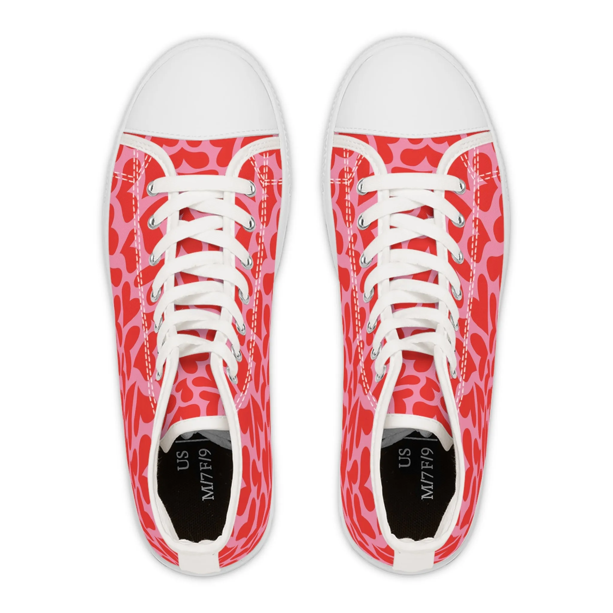 Red Hearts Valentine Women's High Top Sneakers