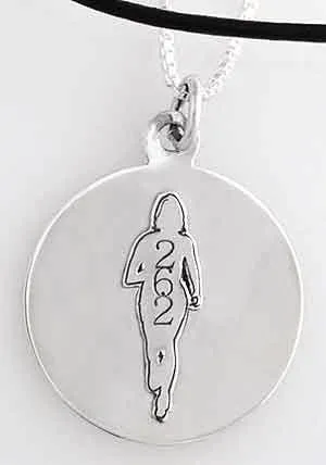 Runner Outline with Distance on Disc Pendant/Charm