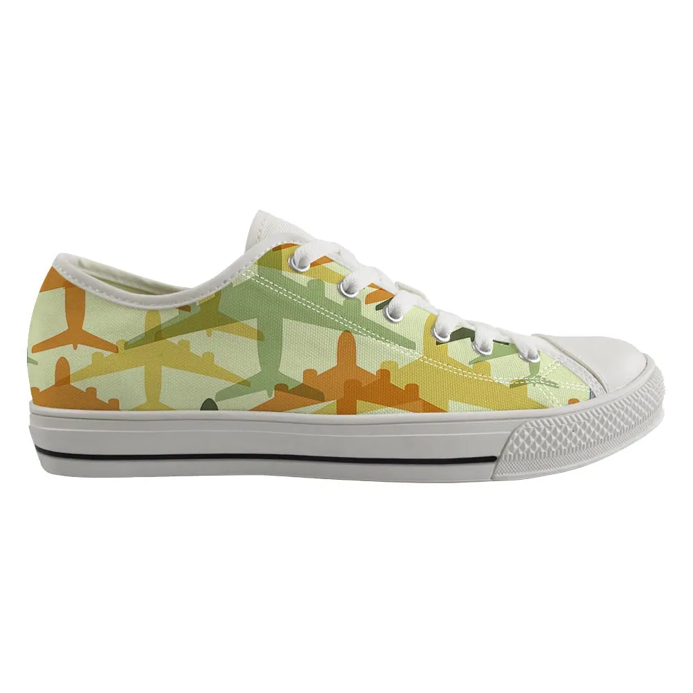 Seamless Colourful Airplanes Designed Canvas Shoes (Men)