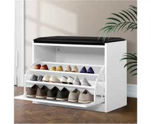 Shoe Cabinet Bench Shoes Storage Rack Organiser Drawer White 15 Pairs