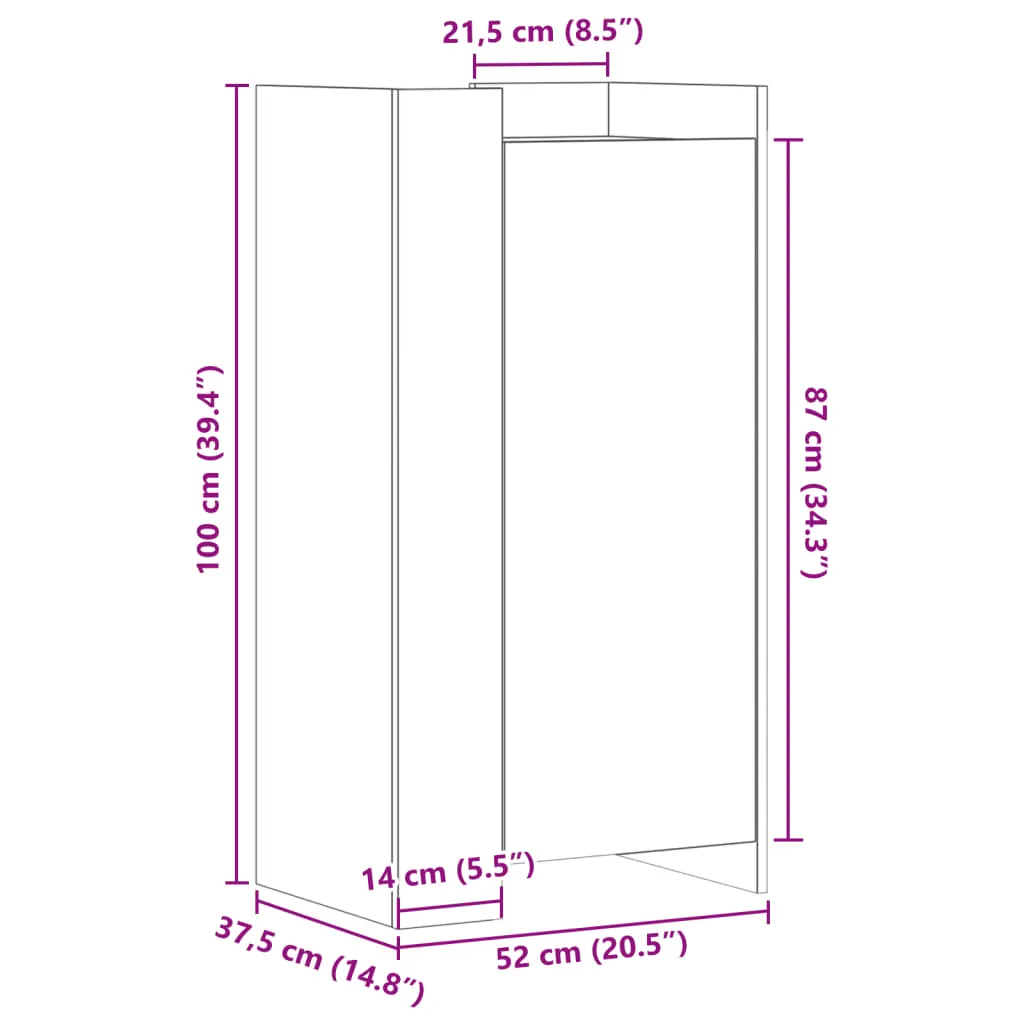 Shoe Cabinet Concrete Grey 52x37.5x100 cm Engineered Wood