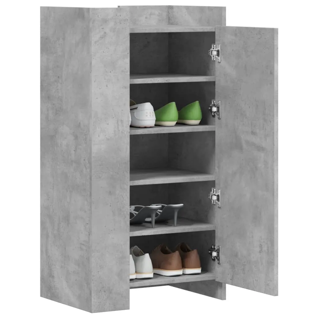 Shoe Cabinet Concrete Grey 52x37.5x100 cm Engineered Wood