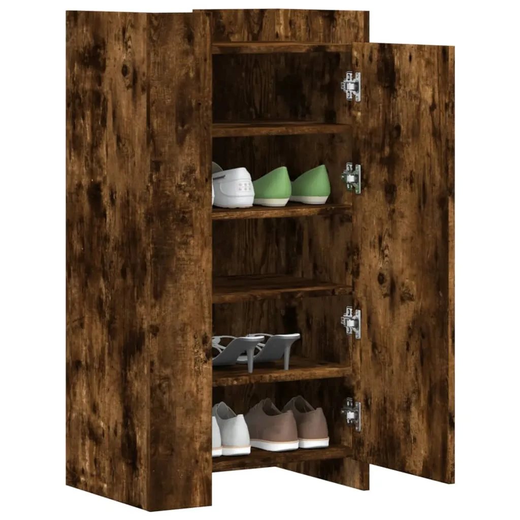 Shoe Cabinet Smoked Oak 52x37.5x100 cm Engineered Wood