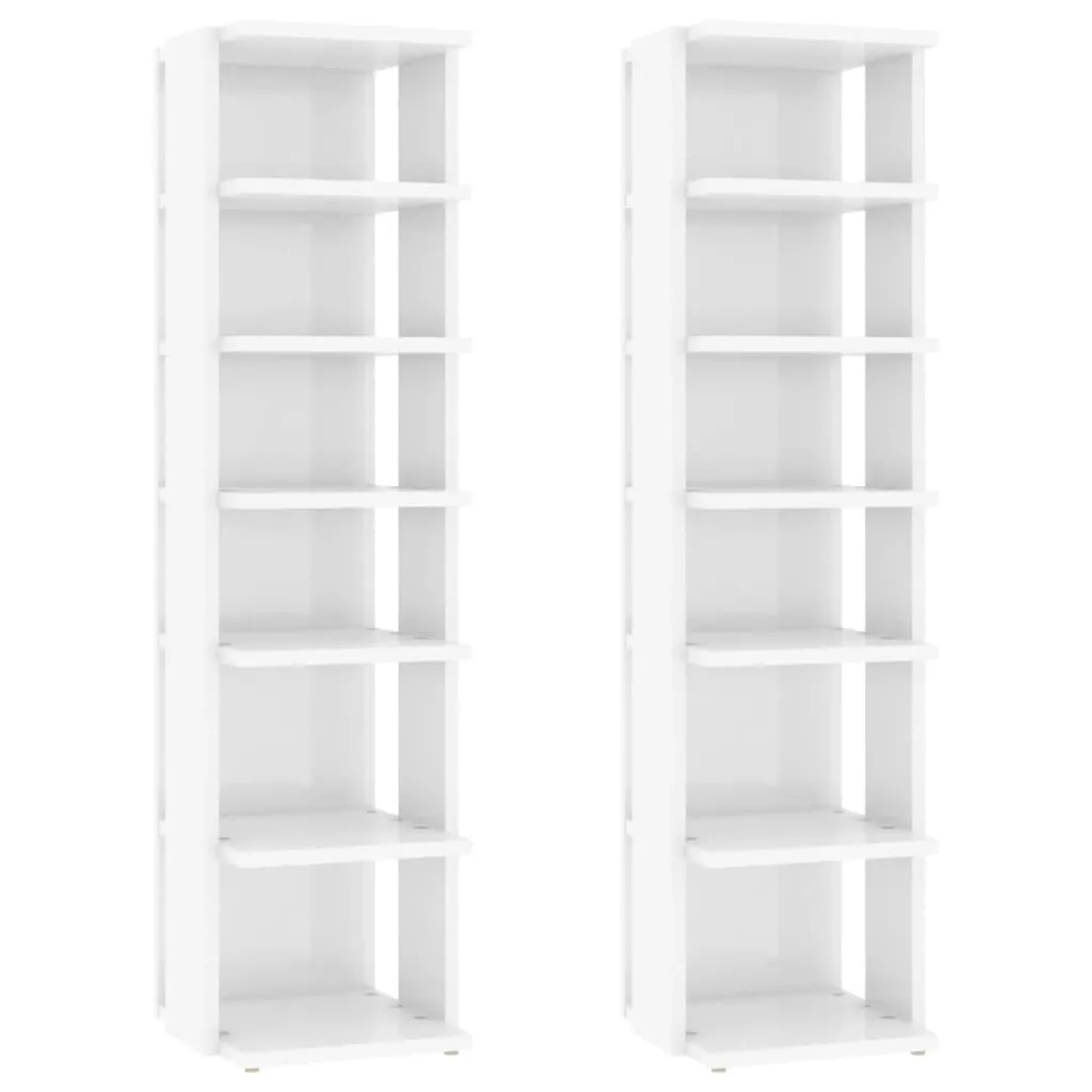 Shoe Cabinets 2 pcs High Gloss White 25x27x102 cm