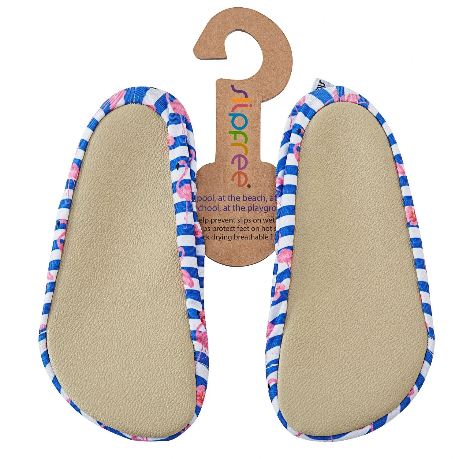 Slipfree Non-Slip Beach Shoes Stripe Blue Aqua Sock Sun Safe Grippy Soles