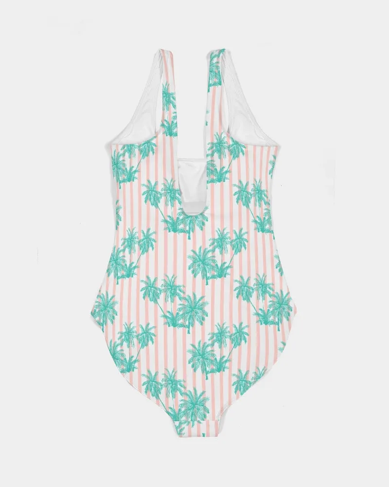 SMF Palm Tree Feminine One-Piece Swimsuit