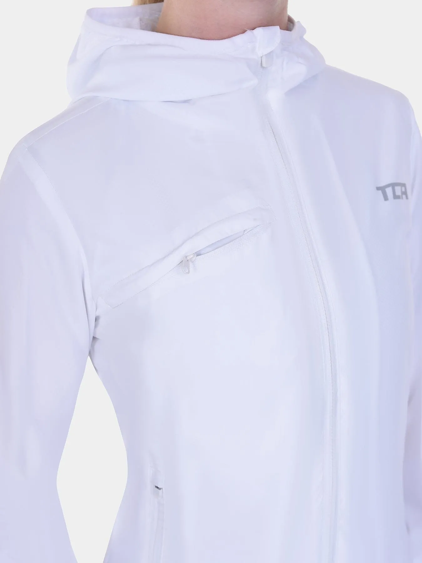 Softshell Packable Running Water Repellant Hooded Jacket For Women With Thumbholes, Reflective Strips & Zip Pockets