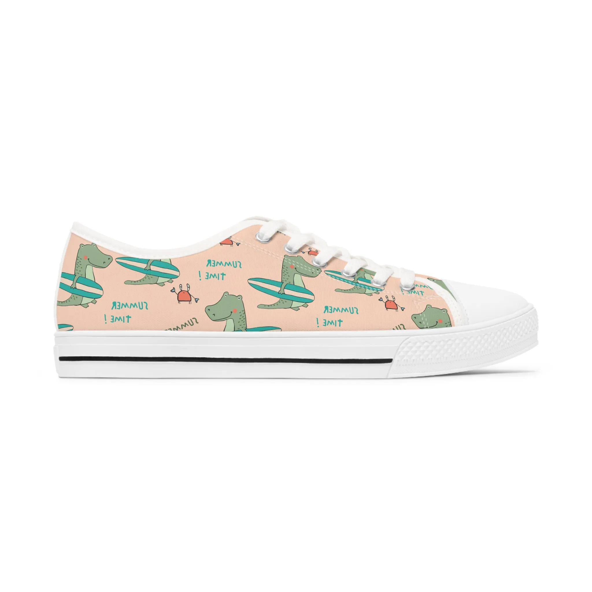 Surfing Crocodile Women's Low Top Sneakers