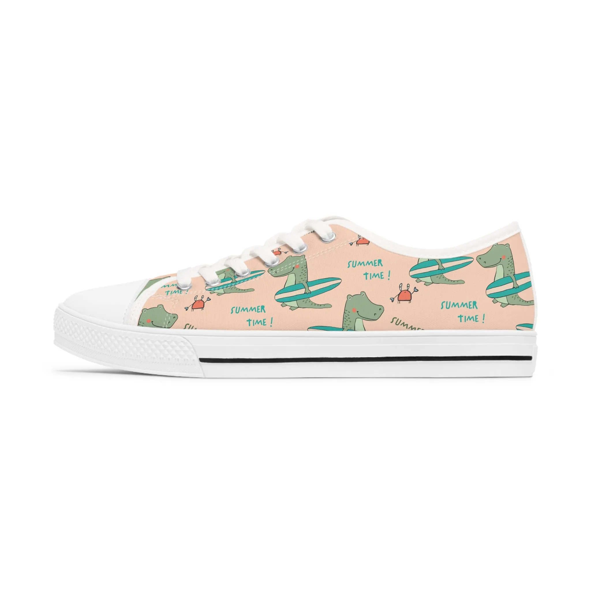 Surfing Crocodile Women's Low Top Sneakers