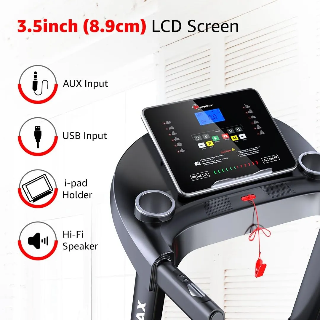 TDM-96 (2.5HP) Motorised Foldable Treadmill for Home Use?Manual Incline Machine | Speed: 12kmph | Max User Weight: 100kg | Preset Workout Programs | MP3?Free (DIY) Installation Assistance