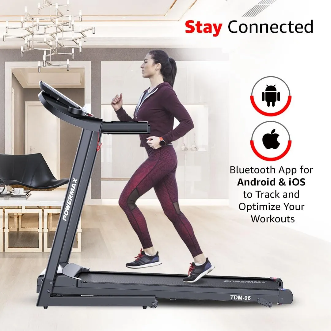 TDM-96 (2.5HP) Motorised Foldable Treadmill for Home Use?Manual Incline Machine | Speed: 12kmph | Max User Weight: 100kg | Preset Workout Programs | MP3?Free (DIY) Installation Assistance