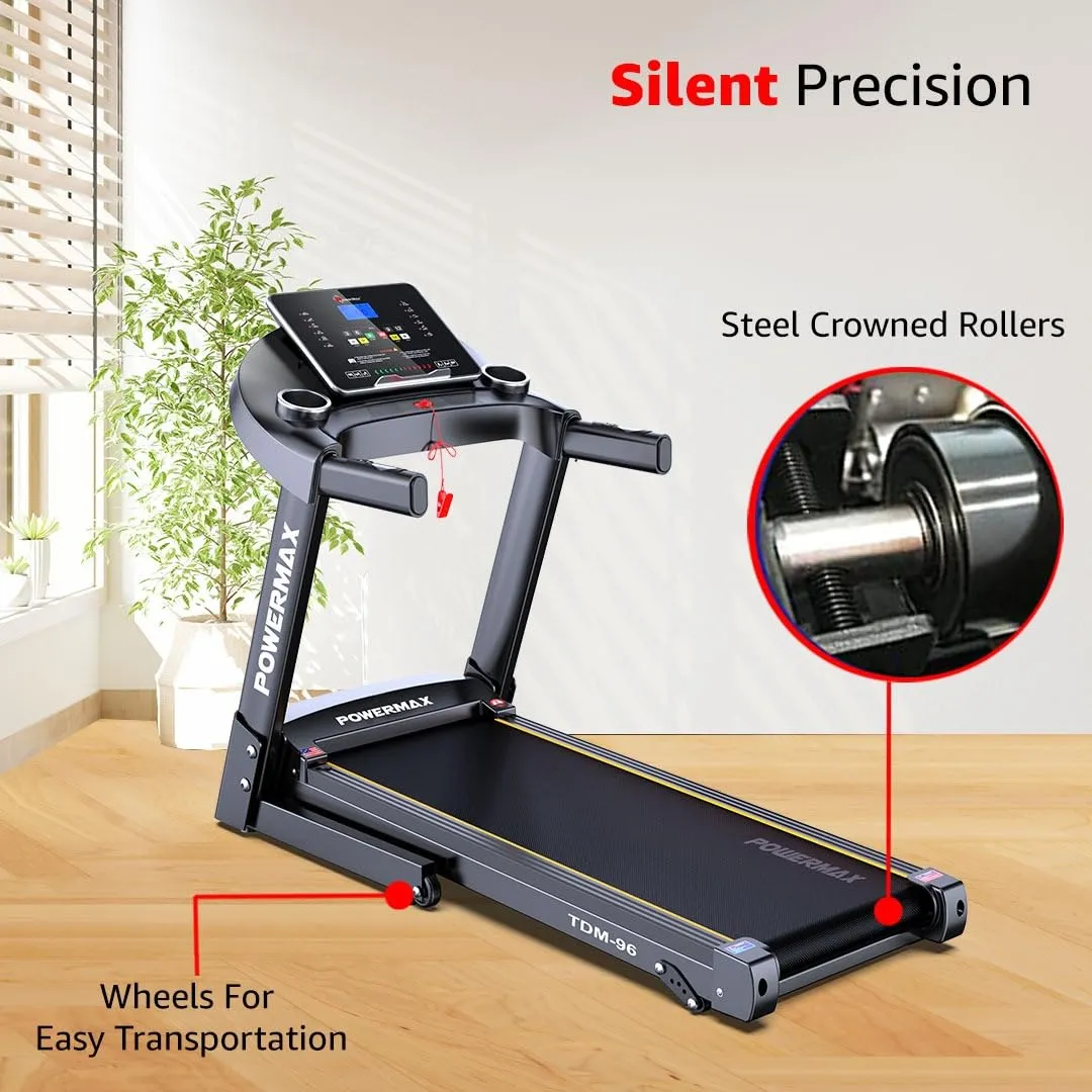 TDM-96 (2.5HP) Motorised Foldable Treadmill for Home Use?Manual Incline Machine | Speed: 12kmph | Max User Weight: 100kg | Preset Workout Programs | MP3?Free (DIY) Installation Assistance