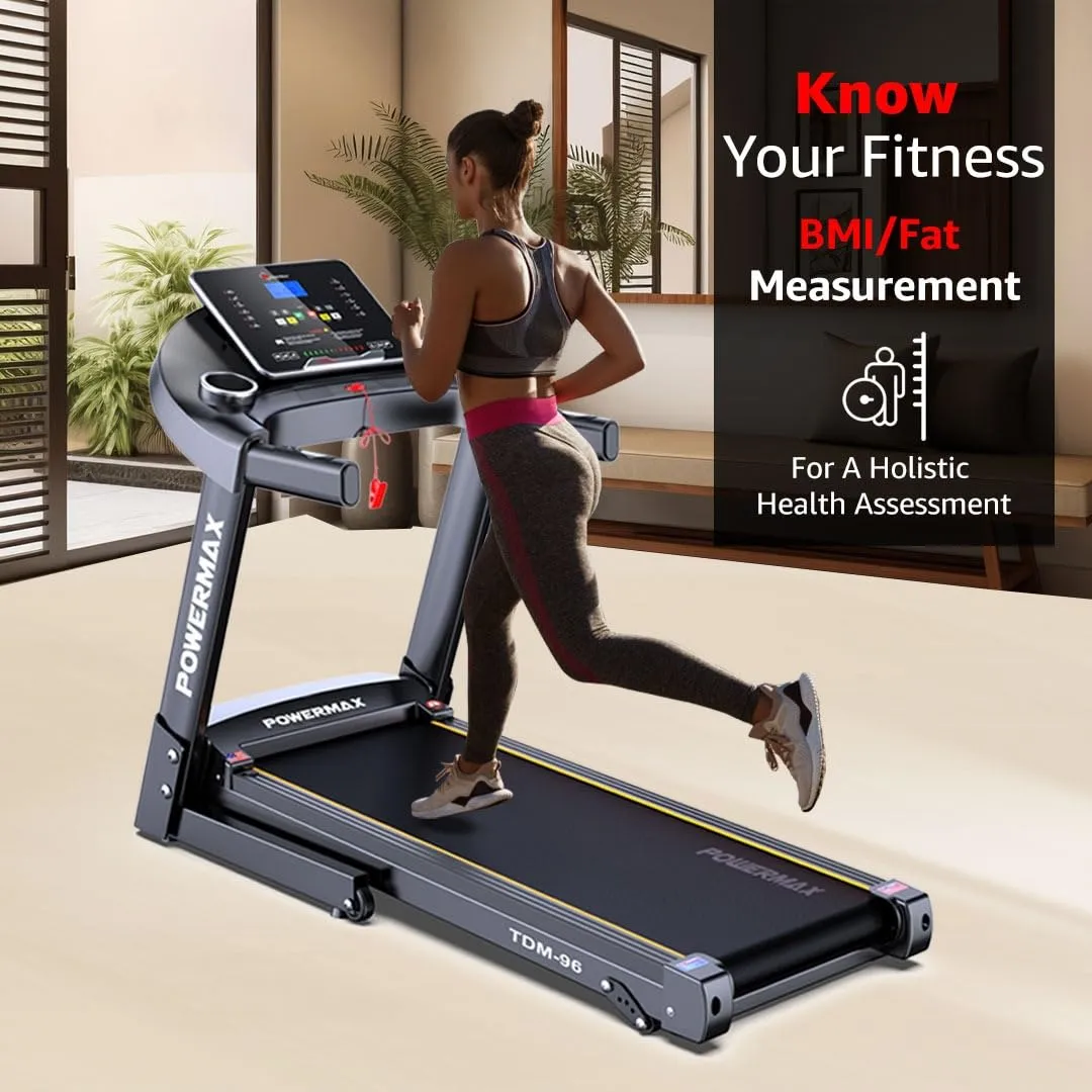 TDM-96 (2.5HP) Motorised Foldable Treadmill for Home Use?Manual Incline Machine | Speed: 12kmph | Max User Weight: 100kg | Preset Workout Programs | MP3?Free (DIY) Installation Assistance