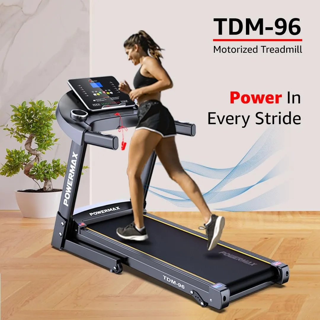 TDM-96 (2.5HP) Motorised Foldable Treadmill for Home Use?Manual Incline Machine | Speed: 12kmph | Max User Weight: 100kg | Preset Workout Programs | MP3?Free (DIY) Installation Assistance