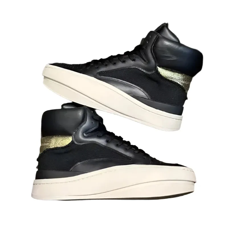 TEEK - Mens Spliced Canvas Genuine Leather High Top Sneakers