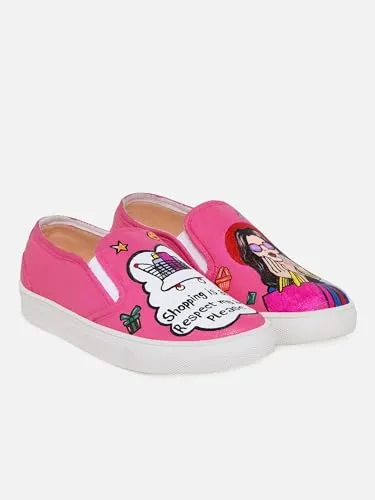 THE QUIRKY NAARI Shopaholic Slipons Stylishly Playful Fit | Pink | 8 UK