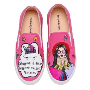 THE QUIRKY NAARI Shopaholic Slipons Stylishly Playful Fit | Pink | 8 UK