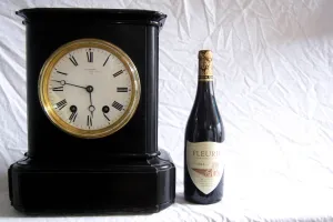 Very Large French Victorian Black Marble Clock with Square Plate Movement & Ting Tang Quarter Strike - CJ Hancock London