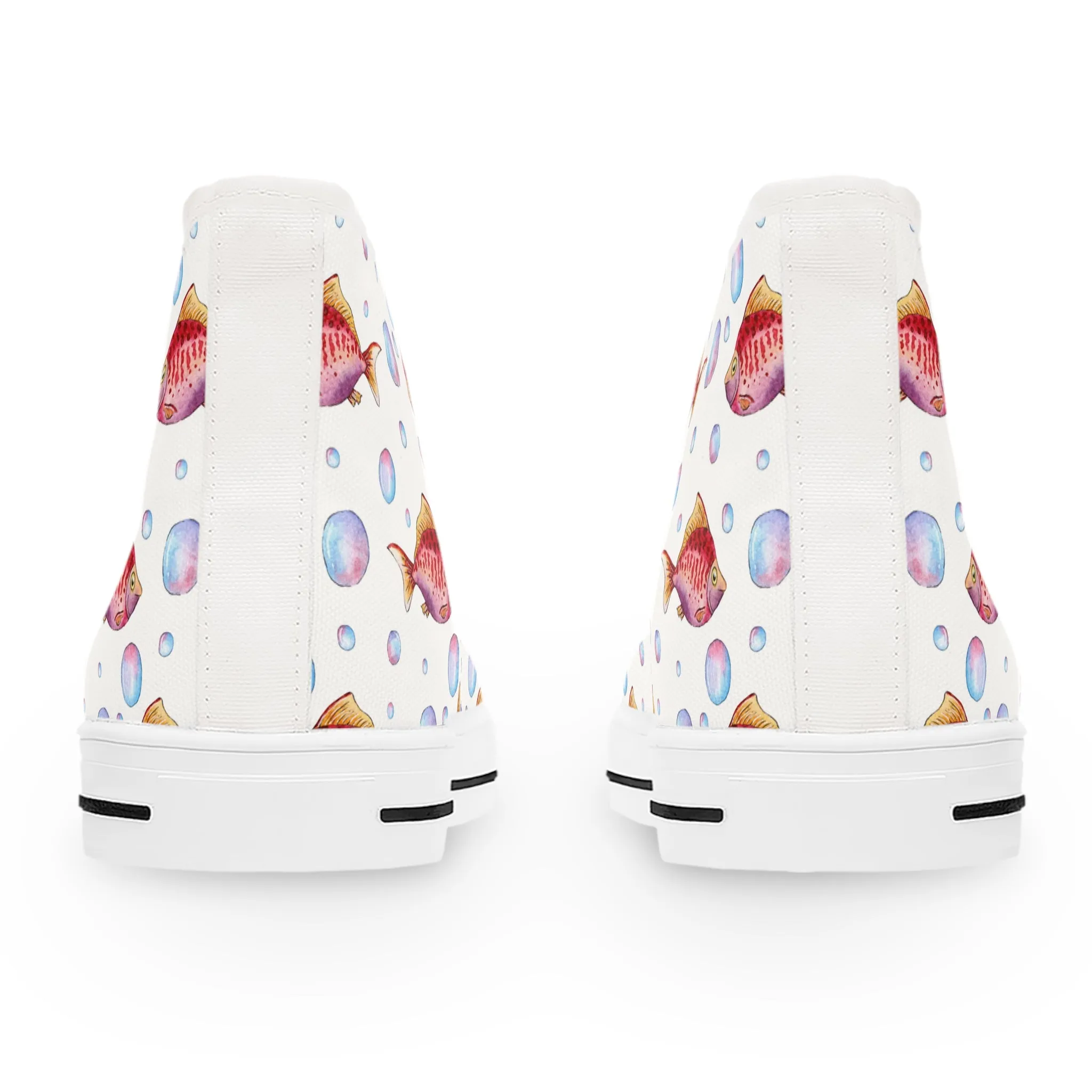 Watercolor Red Fish Women's High Top Sneakers