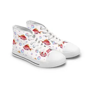 Watercolor Red Fish Women's High Top Sneakers