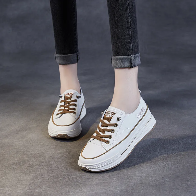 Women Fashion Leather Thick Soled Skate Casual Shoes