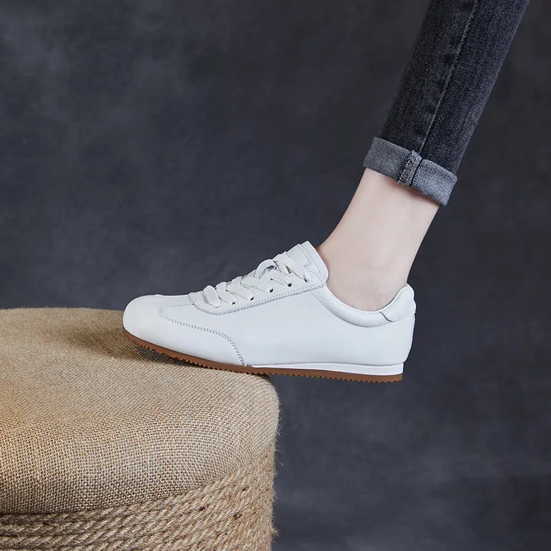 Women Minimalist Fashion Leather Soft Casual Training Sneakers