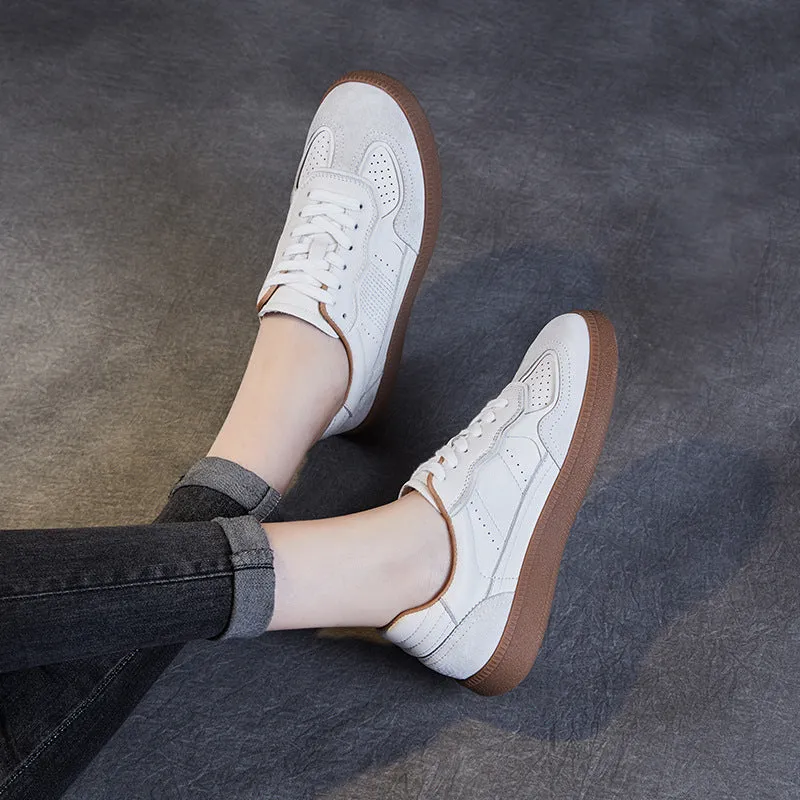 Women Soft Leather Fashion Casual Training Sneakers