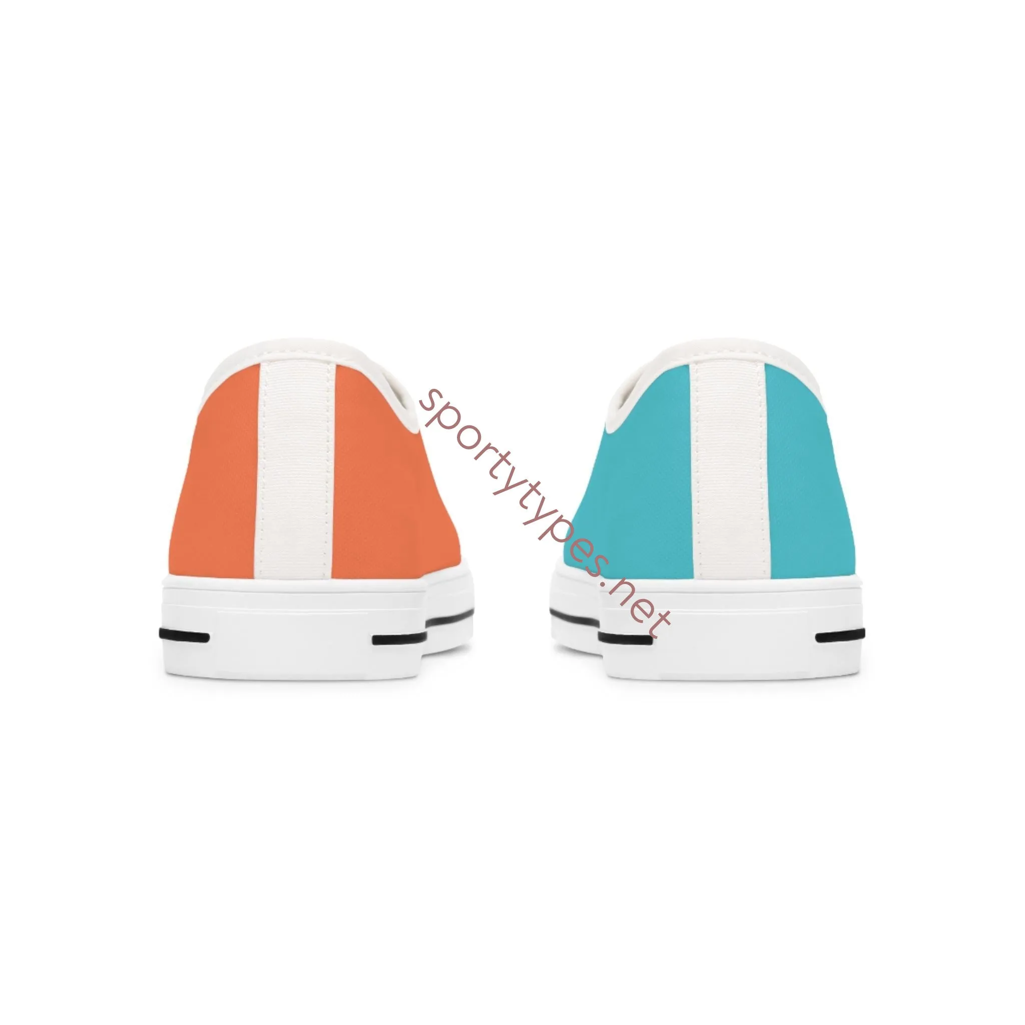 Women's Turquoise & Coral Mismatched Low Top Sneakers