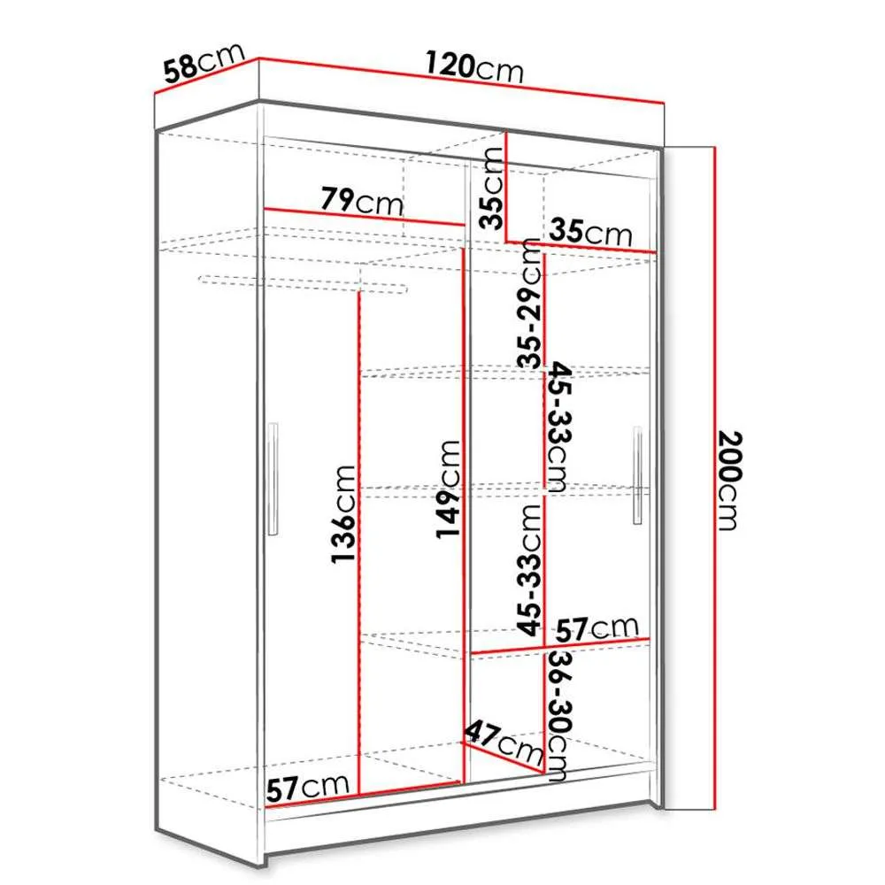 Wye I 120cm Sliding Door Wardrobe Black