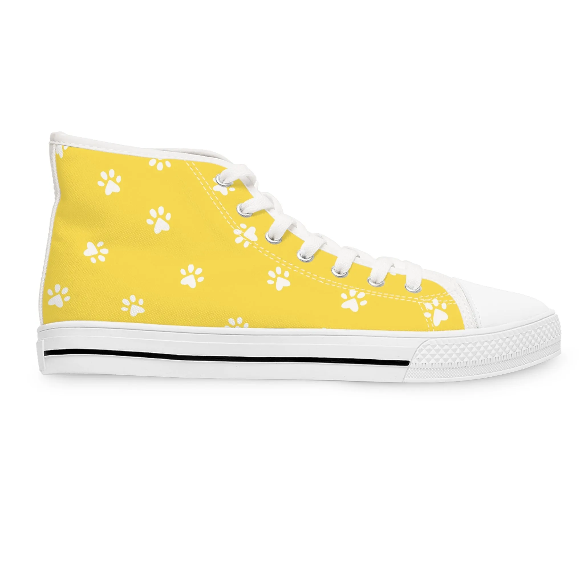 Yellow Dog Paws Women's High Top Sneakers