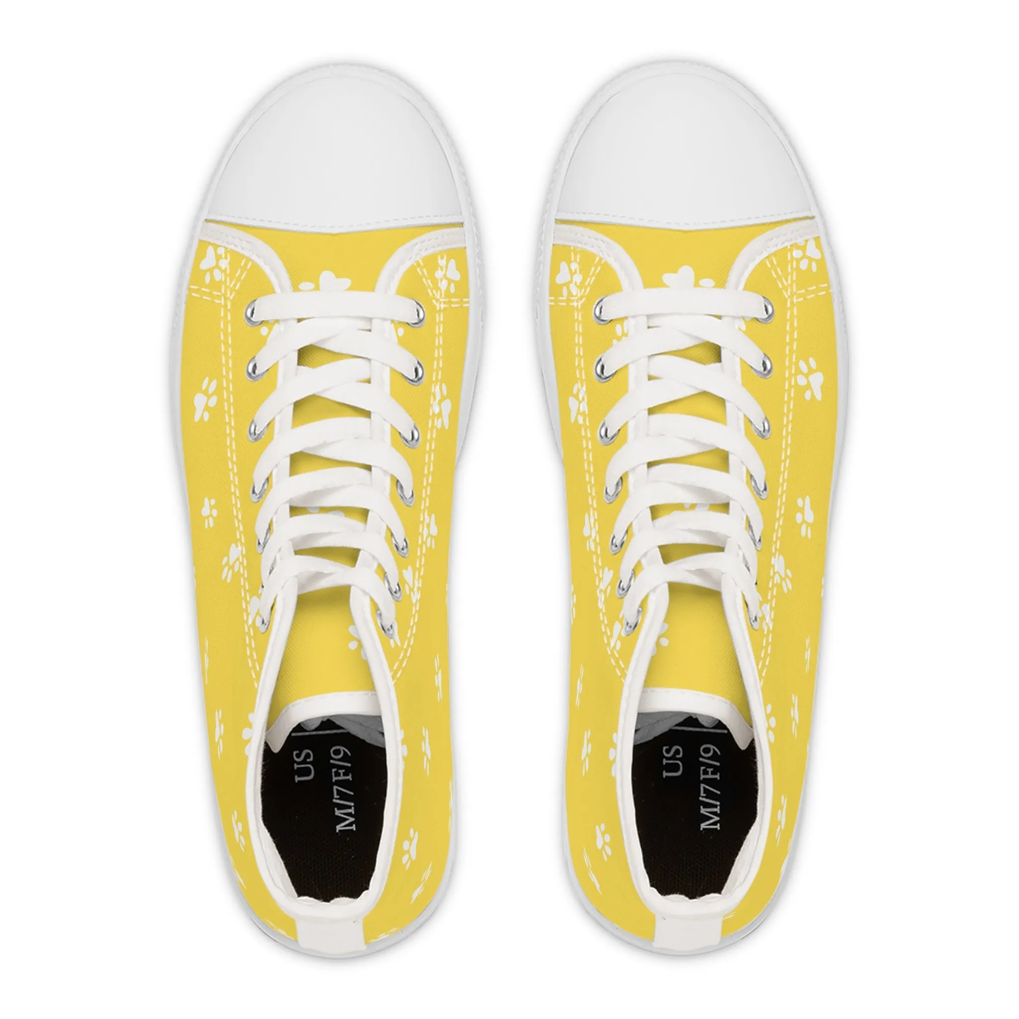 Yellow Dog Paws Women's High Top Sneakers